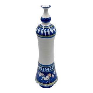 Vintage Vietri Hand-Painted Cassetta Italian Faiance Ceramic Bud Vase For Sale