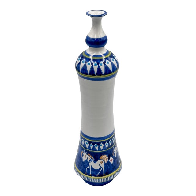 Vintage Vietri Hand-Painted Cassetta Italian Faiance Ceramic Bud Vase For Sale