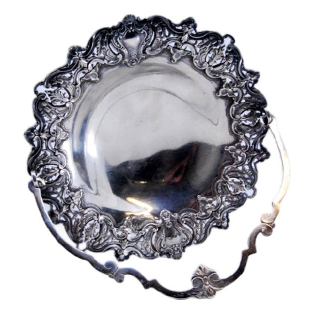 Silver Basket for with Tilting Handle, Shells and Palms For Sale