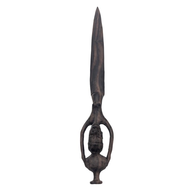Vintage Handcarved Iroko Wood Letter Opener For Sale - Image 9 of 11