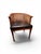 Three vintage cane backed club chairs with black leather seats and round table with fluted pedestal Chairs 22.5”w x 18”d x...
