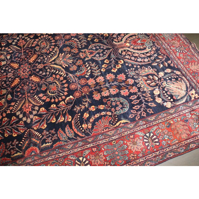 Navy Sarouk Ferehan Rug rug no.j5088 For Sale - Image 9 of 13