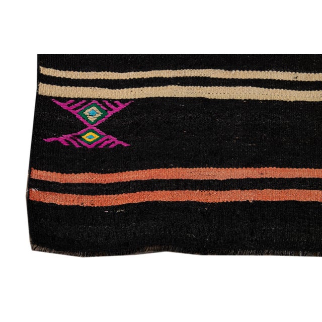 Black Vintage Kilim Wool Runner For Sale - Image 8 of 13