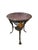 Round Cast Iron, Wood & Leather Coffee Table For Sale