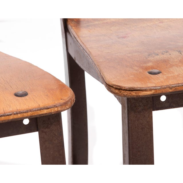 Toledo Industrial Metal Furniture Company Chairs Steel Frame Plywood Seat a Set of Four For Sale - Image 15 of 18