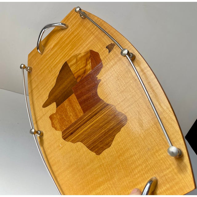 Mid-Century Modern Vintage Australian Intarsia Serving Tray by Australian Mulga, 1970s For Sale - Image 3 of 9