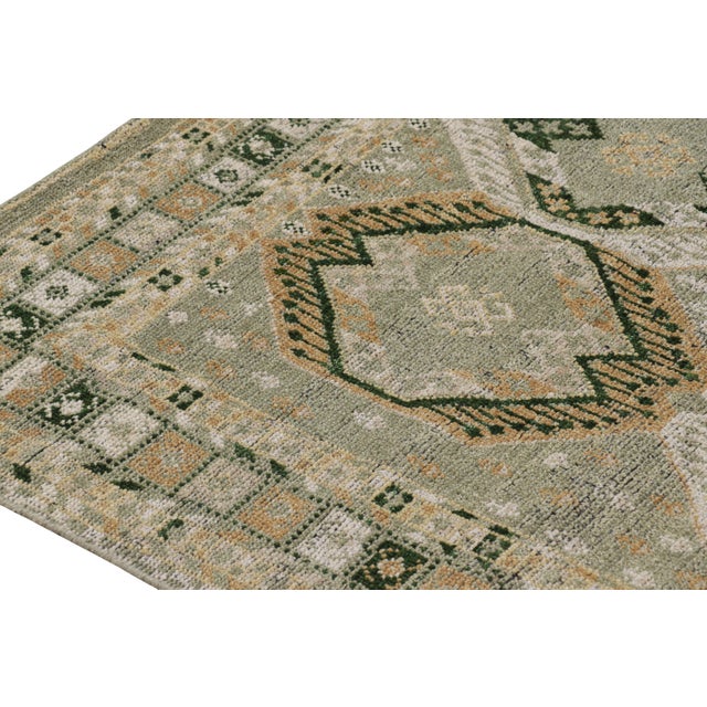 Rug & Kilim’s Ersari Style Rug in Light Green Tones With Geometric Medallions For Sale In New York - Image 6 of 7
