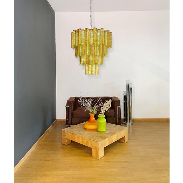 Large Vintage Green and Amber Murano Glass Tiered Chandelier, 1990s For Sale - Image 14 of 18