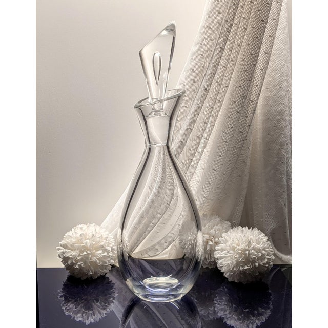 Elegant crystal cordial decanter designed in 1953 by Donald Pollard for the historic U. S. company, Steuben Glass, of...