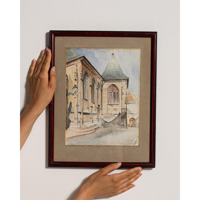 20th Century "St. Patrick's" Watercolor by E. Lesage For Sale - Image 4 of 9