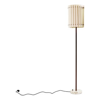 Scandinavian Modern Floor Lamp with Slatted Shade by Louis Poulsen, 1960s For Sale