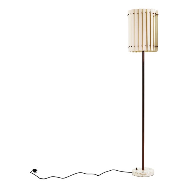 Scandinavian Modern Floor Lamp with Slatted Shade by Louis Poulsen, 1960s For Sale