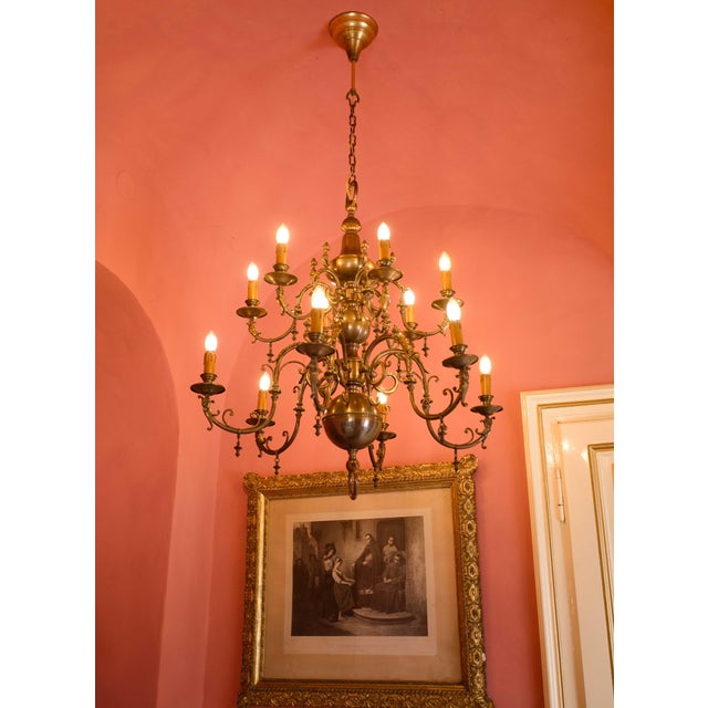 19th Century Large Dutch 12-Arm Chandelier, 1890s For Sale - Image 5 of 11