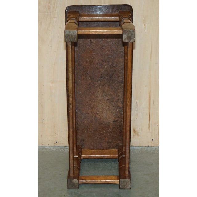 1930s Important 1930s Antique Burr Oak Robert Mouseman Thompson Curved Stool Bench For Sale - Image 5 of 18