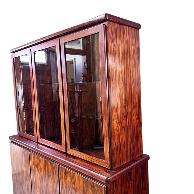 Vintage Rasmus Danish Lighted Rosewood China Cabinet For Sale - Image 11 of 12