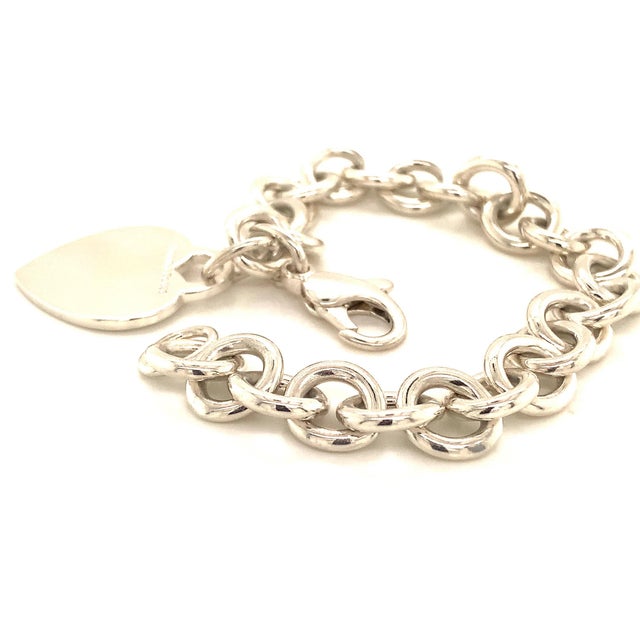 Silver 1990s Tiffany & Co Estate Sterling Silver Bracelet 7 Inches 34.2 Grams For Sale - Image 8 of 12