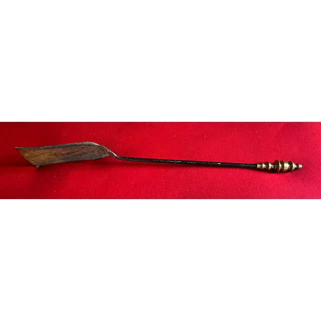 Antique Early 19th Century American Federal Brass & Iron Fireplace Tool - Shovel For Sale - Image 4 of 12