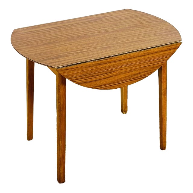 Vintage Round Dining Table with Drop Leaves, 1970s For Sale