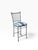 Late 20th Century Faux Bamboo Wrought Iron Counter Stool | Spindle Back & Blue Damask Seat | Sold Individually, 5 Available For Sale - Image 5 of 12