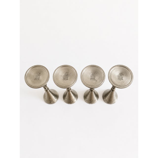 Metal Art Deco Pewter Liquor Goblets by Just Andersen with Monogram KL, 1930s, Set of 4 For Sale - Image 7 of 8
