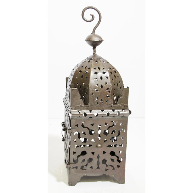 Moroccan Hurricane Metal Candle Lantern For Sale In Palm Springs - Image 6 of 13