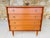 Beautiful, mid-century vintage, chest of drawers, circa 60's/ 70's. Piece is made of wood, with a tiger-striped,teak-...