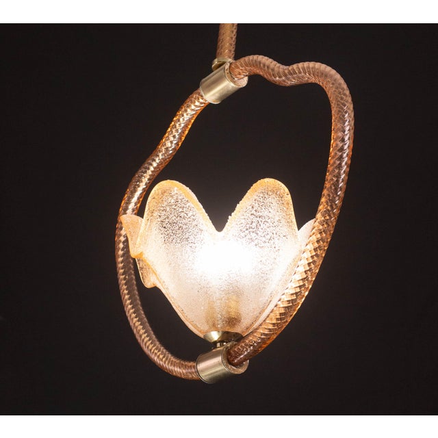 Pink Pink Murano Glass Pendant by Barovier E Toso, 1940s For Sale - Image 8 of 12
