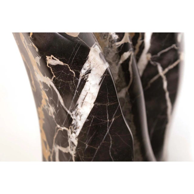 Late 20th Century Contemporary Black Marble Abstract Figurative Sculpture on Base Signed Lora Ross For Sale - Image 10 of 11