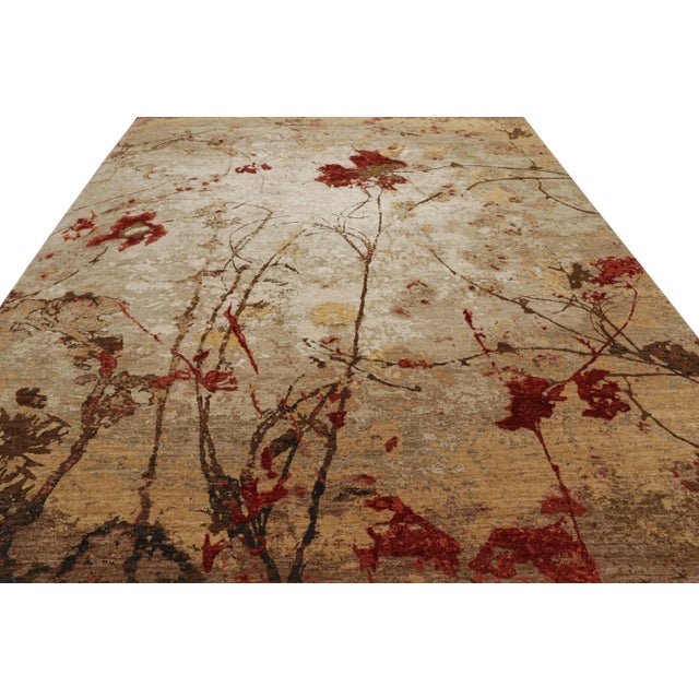 Modern Rug & Kilim’s Contemporary Impressionist Rug in Brown With Red Floral Patterns For Sale - Image 3 of 8