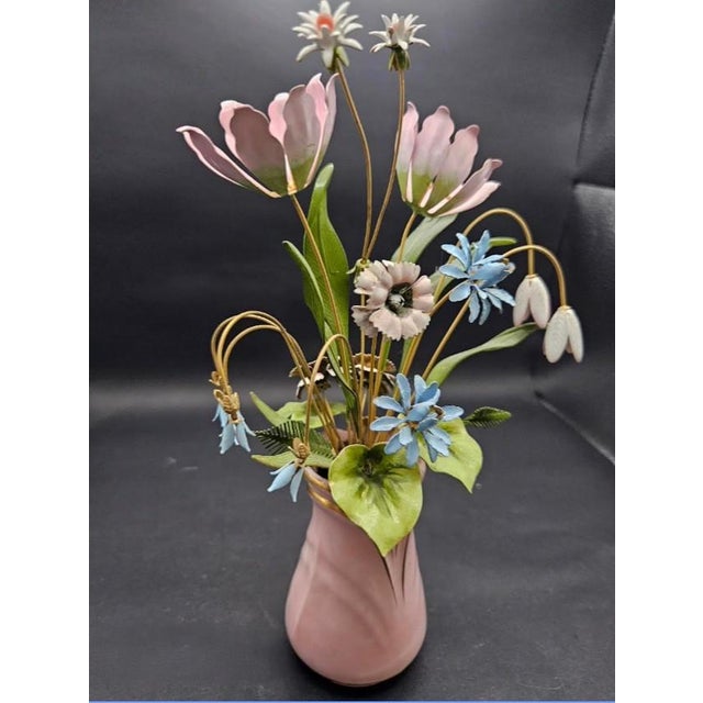 Vintage 1986 Imperial Palace Enameled Tole Flower Bouquet Igor Faberge Franklin Mint For Sale - Image 4 of 10