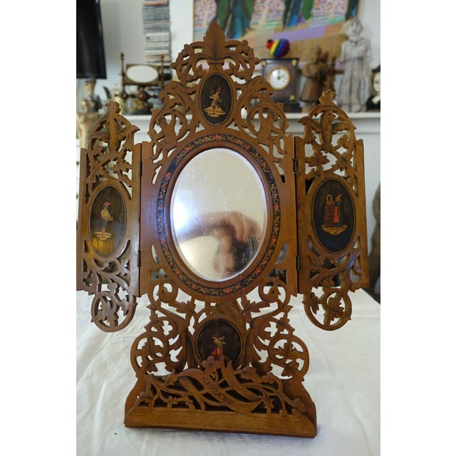 Folding Souvenir Mirror in Sorrento Marquetry, Naples, Italy For Sale - Image 5 of 8