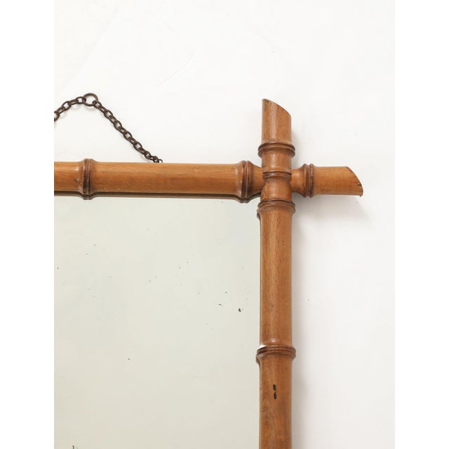 Small Faux Bamboo Carved Frame Mirror, England 1940s For Sale In New York - Image 6 of 9