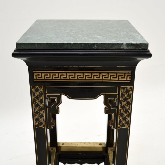 Stone Antique Chinoiserie Lacquered Side Tables with Marble Tops, 1950s, Set of 2 For Sale - Image 7 of 10