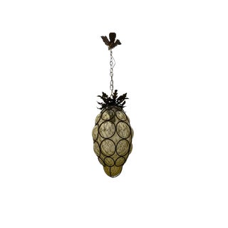 Wrought Iron & Murano Glass Pendant Light, 1950s For Sale