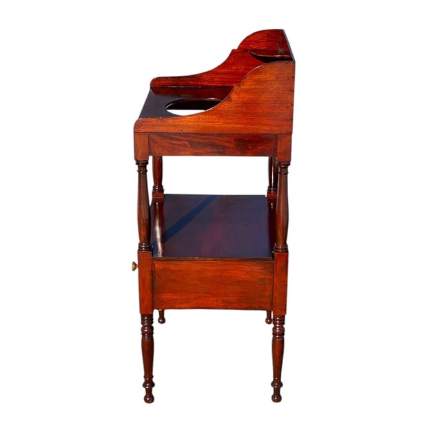 Early 19th Century Antique Sheraton Mahogany Washstand / End Table With Drawer For Sale - Image 9 of 12