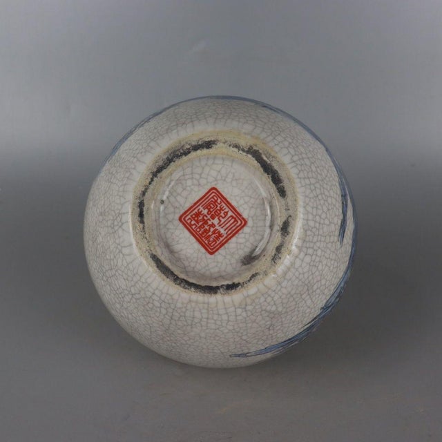Paint Vintage Chinese Crackle Glaze Famille Rose "Eight Immortals" Vase - 16cm For Sale - Image 7 of 7