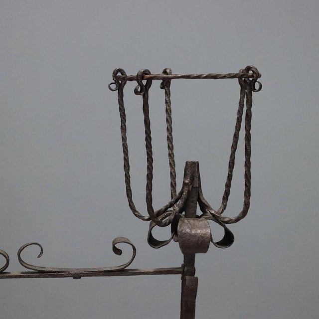 Antique Wrought Iron Fireplace Andiron, Italy, 19th-20th Century For Sale - Image 4 of 10