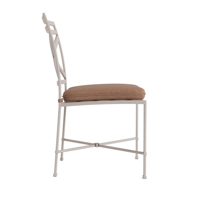 Contemporary Brown Jordan Venetian Side Chair, Dove frame with Fusion Clay fabric For Sale - Image 3 of 11