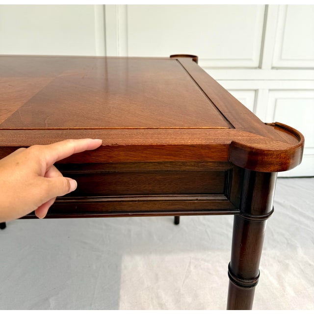 Wood 1967 Drexel Et Cetera Flip Top Faux Bamboo Game Table For Sale - Image 7 of 12