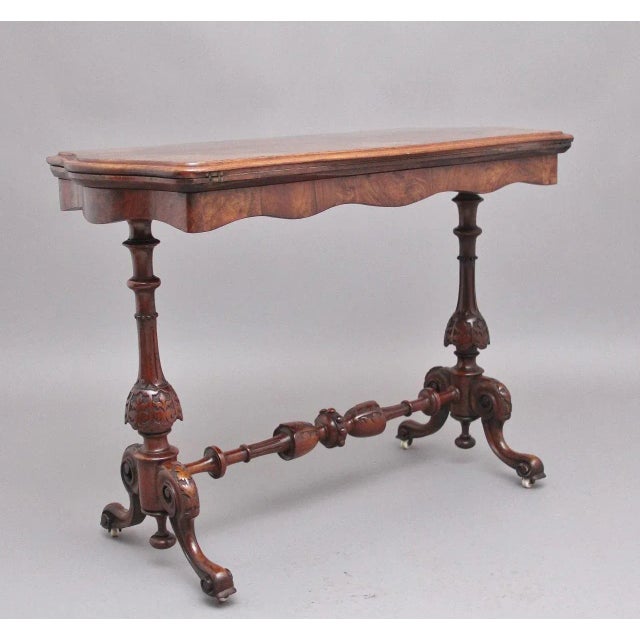 19th Century Burr Walnut Card Table For Sale - Image 13 of 13
