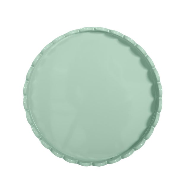 2020s Round Scalloped Riviera Tray - Sage Green For Sale - Image 5 of 9