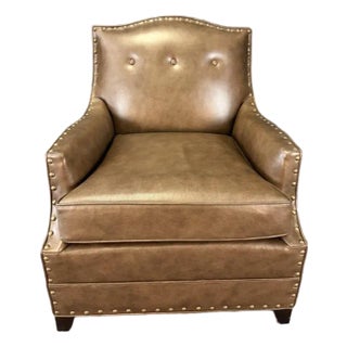 New Showroom Sample Alden Parks Modern Leather Club Chair For Sale
