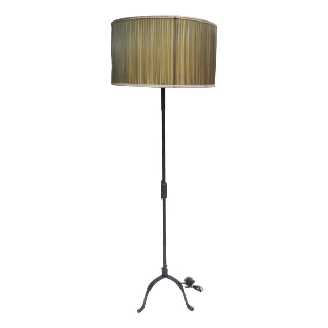 Leather Sheathed Floor Lamp by Jacques Adnet, 1950s For Sale