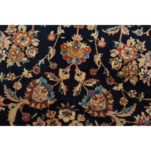 2000 - 2009 Sarouk Rug 7’1” X 9’11” Blue Wool Vintage Traditional Hand-Knotted Carpet For Sale - Image 5 of 15