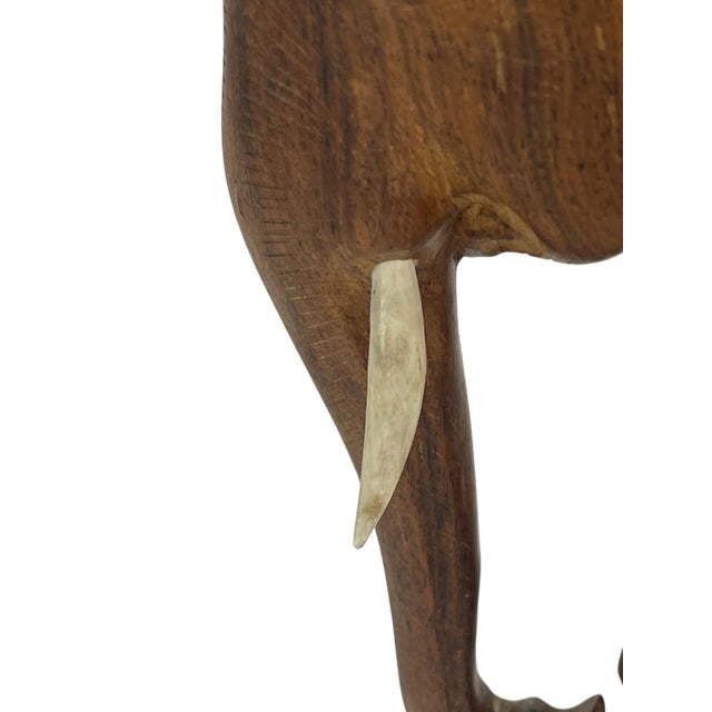 Brown Vintage Hand-Carved Teak Elephant Sculpture, C. 1960s For Sale - Image 8 of 9