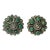 1920s Turquoise and Silver Filigree Screwback Earrings - 2 Pieces For Sale