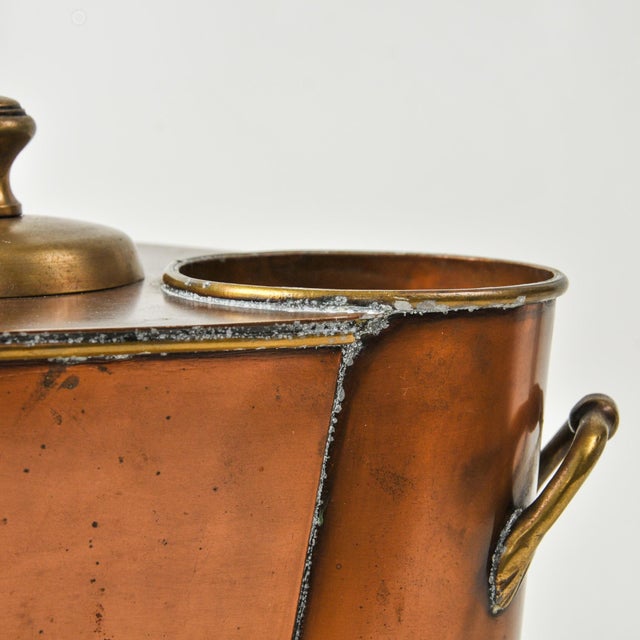Early 20th Century Early 20th Century Art Deco Copper and Brass Wine Cooler Two Bottle Geometric For Sale - Image 5 of 12