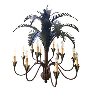 Currey & Co. 12-Light Palm Tree Chandelier For Sale