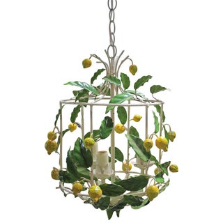 Vintage Lemon Motif Tole Pendant Light For Sale
