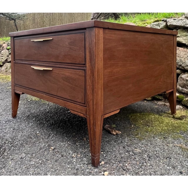 Newly Refinished Oversized Mid Century Two Drawer Side Tables